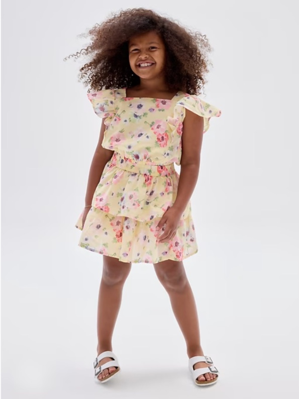 NWT • Kids Flutter Sleeve Top & Skirt in Easter spring floral 🌸🪻🌼